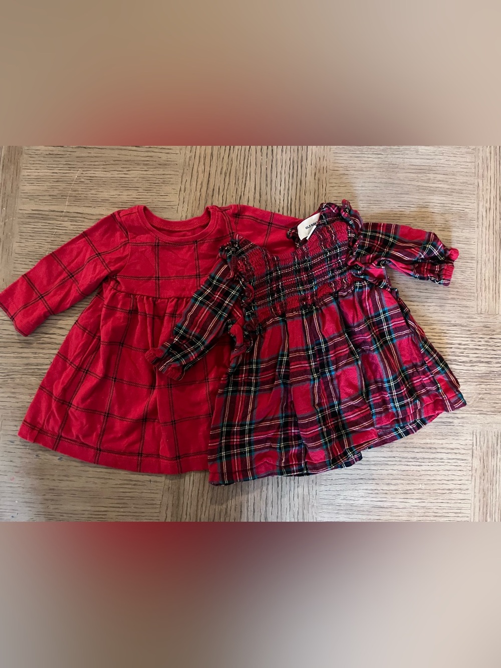 Old Navy Baby Girl Holiday Plaid Dress Lot Size 0-3M Christmas (2 Pieces)
